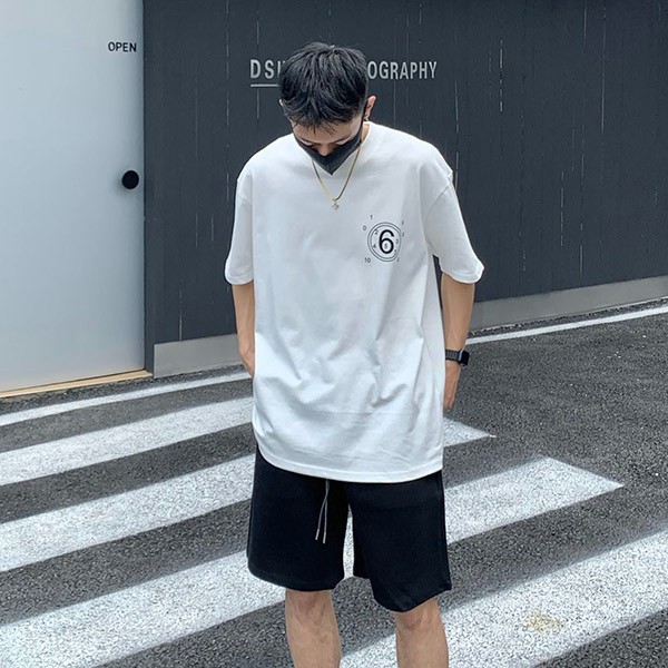大人気！エムエム6 コピー オーバーサイズ ナンバーロゴ Tシャツ Mab82956